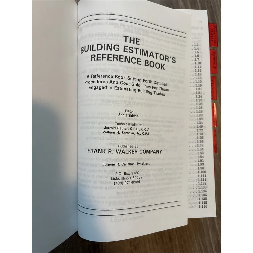 Walker's Building Estimator's Reference Book 25th Edition Frank R. Walker 1995